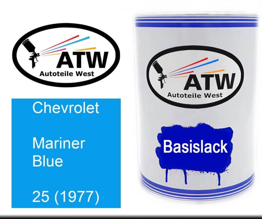 Chevrolet, Mariner Blue, 25 (1977): 500ml Lackdose, von ATW Autoteile West.